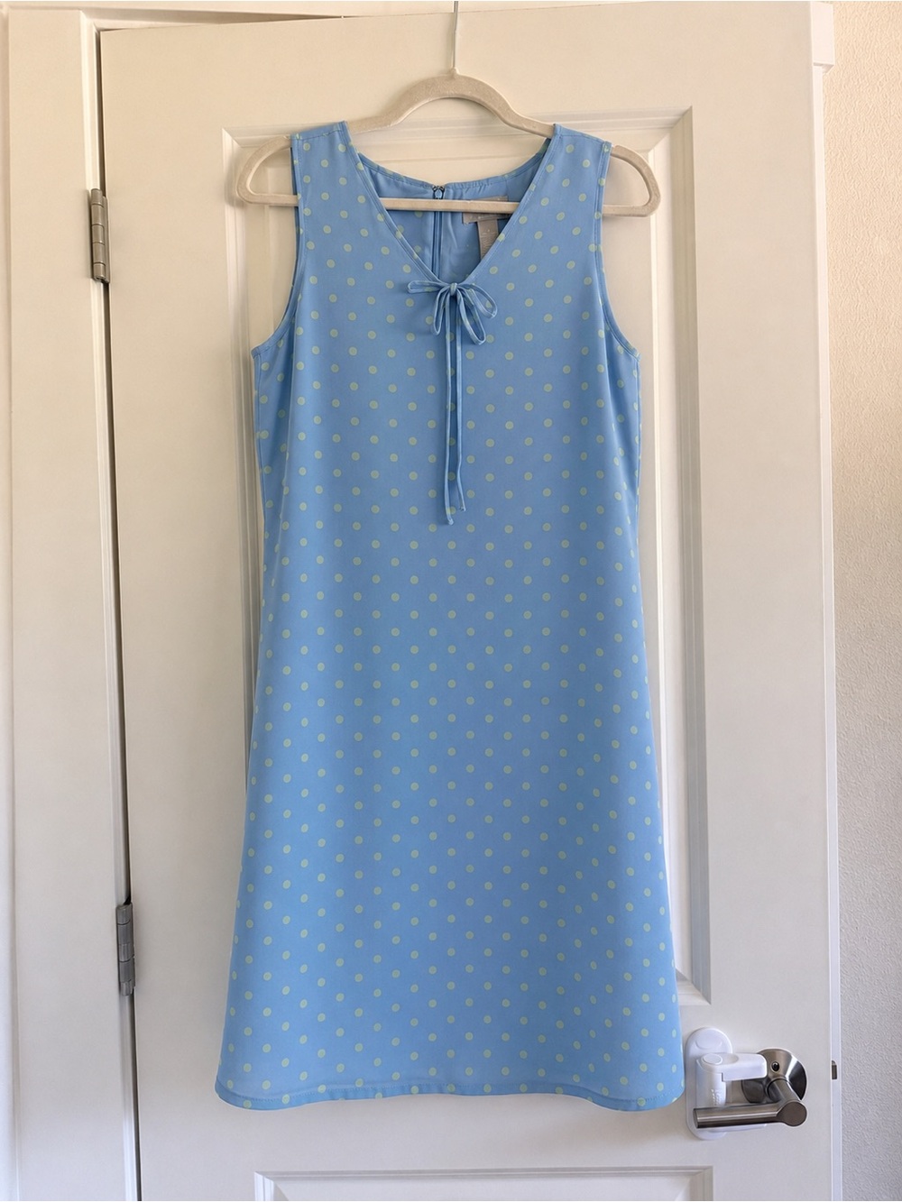Y2K Old Navy Collection Blue Polka Dot Shift Dress Bow Detail Size 6 | Small
